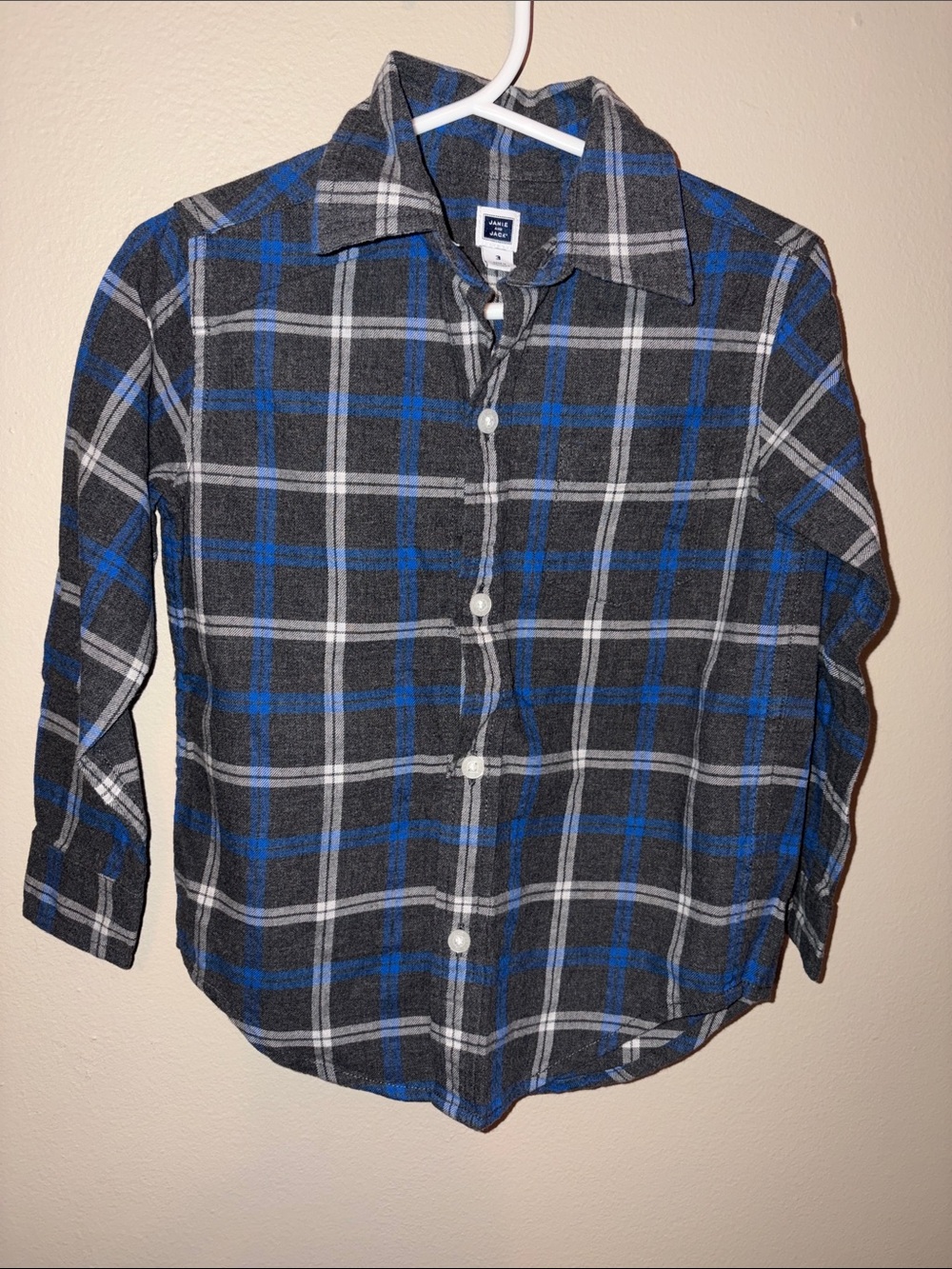 Janie and Jack Gray Blue Plaid Button-Down Shirt